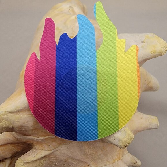 Pair of rainbow stripe flame shaped pasties nipple covers - Picture 2 of 3